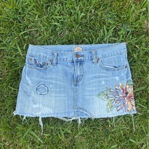 Y2K Abercrombie and fitch embroidered mini skirt low rise denim